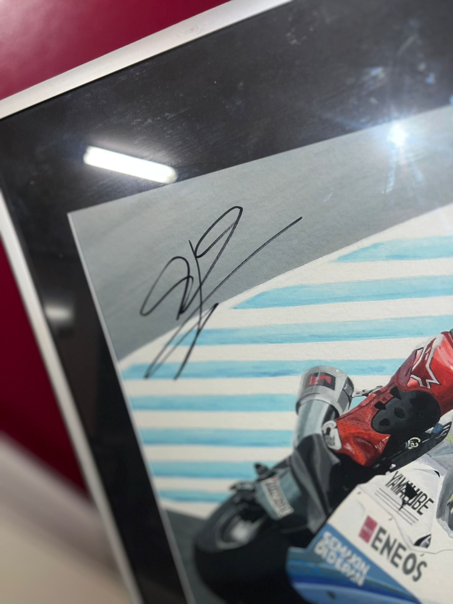 Gesigneerd Schilderij van Jorge Lorenzo – Fabrieksteam Yamaha tijdens MotoGP Spanje, Circuito de Jerez 2015 - Afbeelding 3