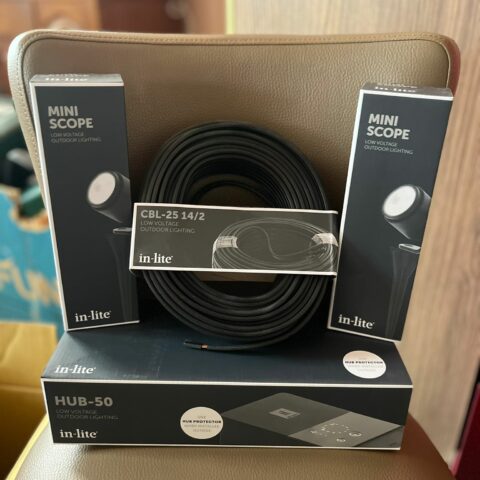 Compleet In-Lite Verlichtingspakket – 2x MICRO SCOPE + Transformator Hub + 25m Bekabeling
